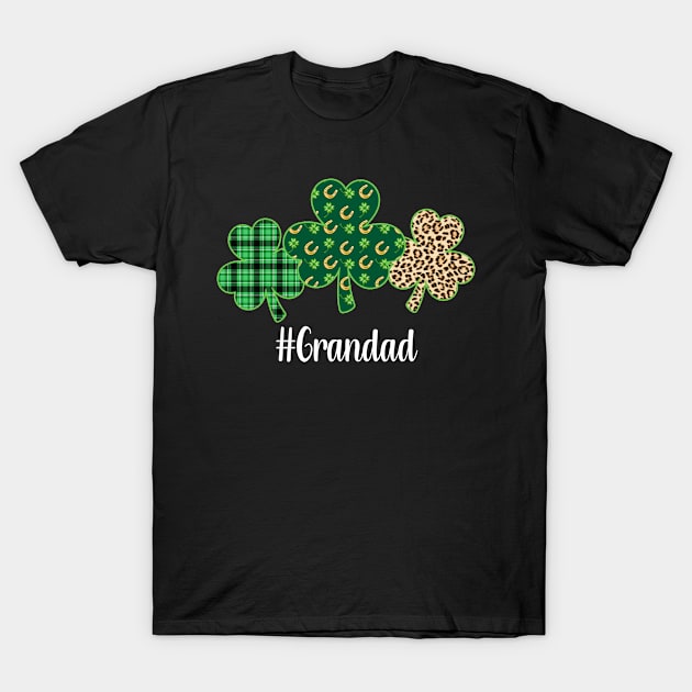 Funny Patrick Shamrock Grandad Leopard Plaid Green Pattern T-Shirt by Maccita